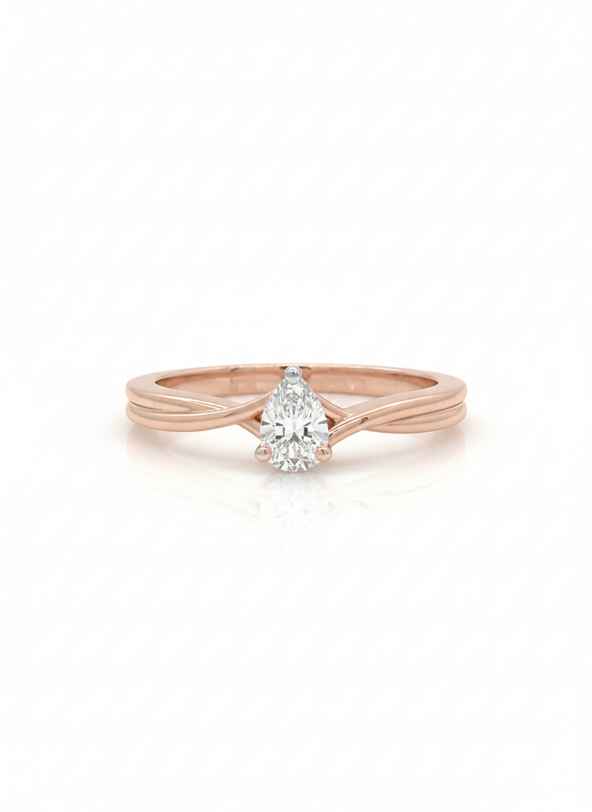 Eternal Braid Pear 18k Rose Gold Lab Diamond Solitaire