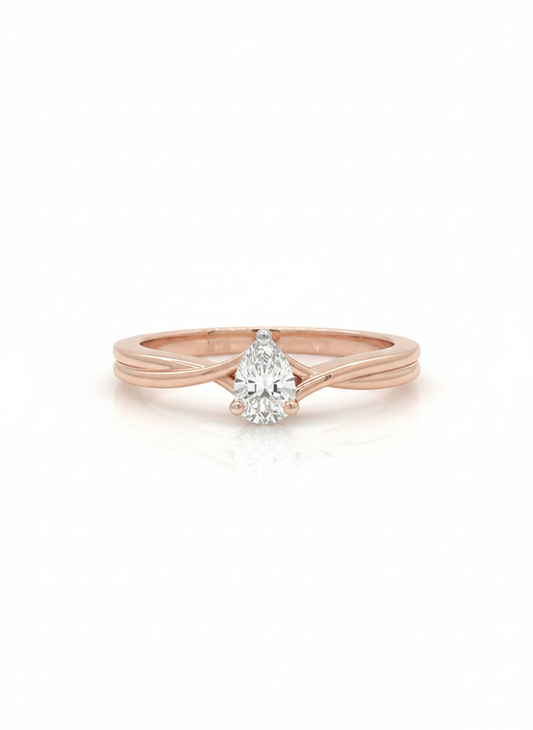 Eternal Braid Pear 18k Rose Gold Lab Diamond Solitaire