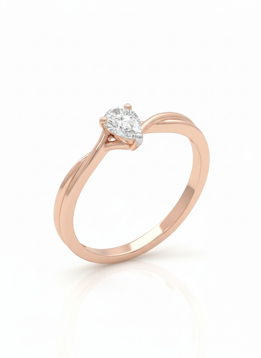 Eternal Braid Pear 18k Rose Gold Lab Diamond Solitaire