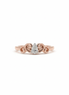 The Regal Scroll Pear Lab Diamond Ring, Crafted in 18k Rose Gold with Rhodium Detail