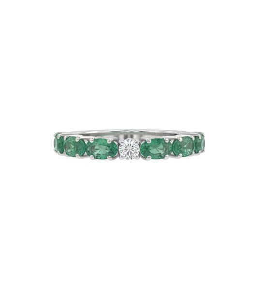 Verdant Grace Stone Ring – 18K White Gold Rhodium Plated