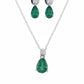 Verdant Teardrop Harmony Stone Set – 18K White Gold Rhodium Plated