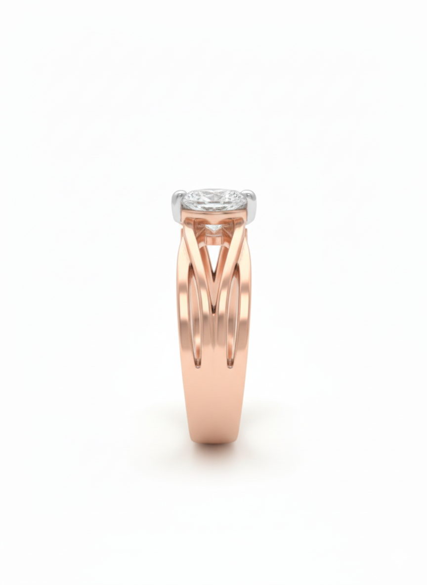 Lyra Interlace Ring – 18k Rose Gold, Rhodium Plating & Pear Lab Diamond