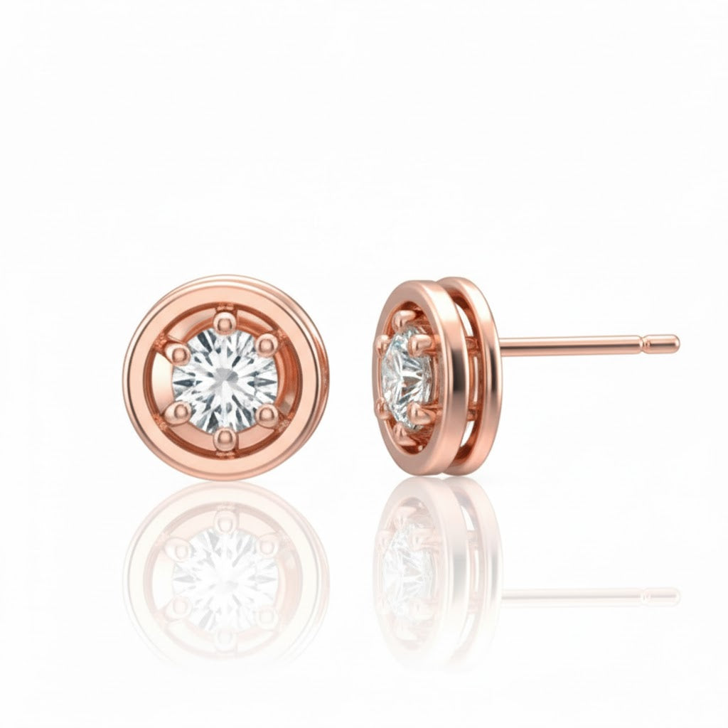 Nuvia Glow Crest Earrings – 18K Rose Gold Rhodium Plated