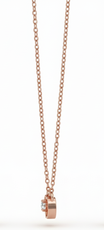 Couture Ribbon Pendant – Elegant Diamond Bow in 18K Rose Gold Rhodium Plated