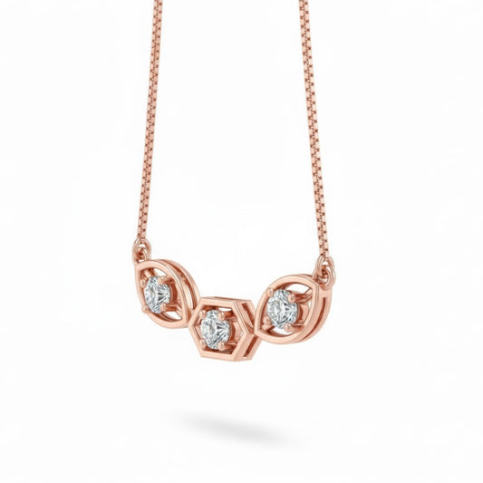 Trinity Halo Geo Pendant – 18K Rose Gold Rhodium Plated