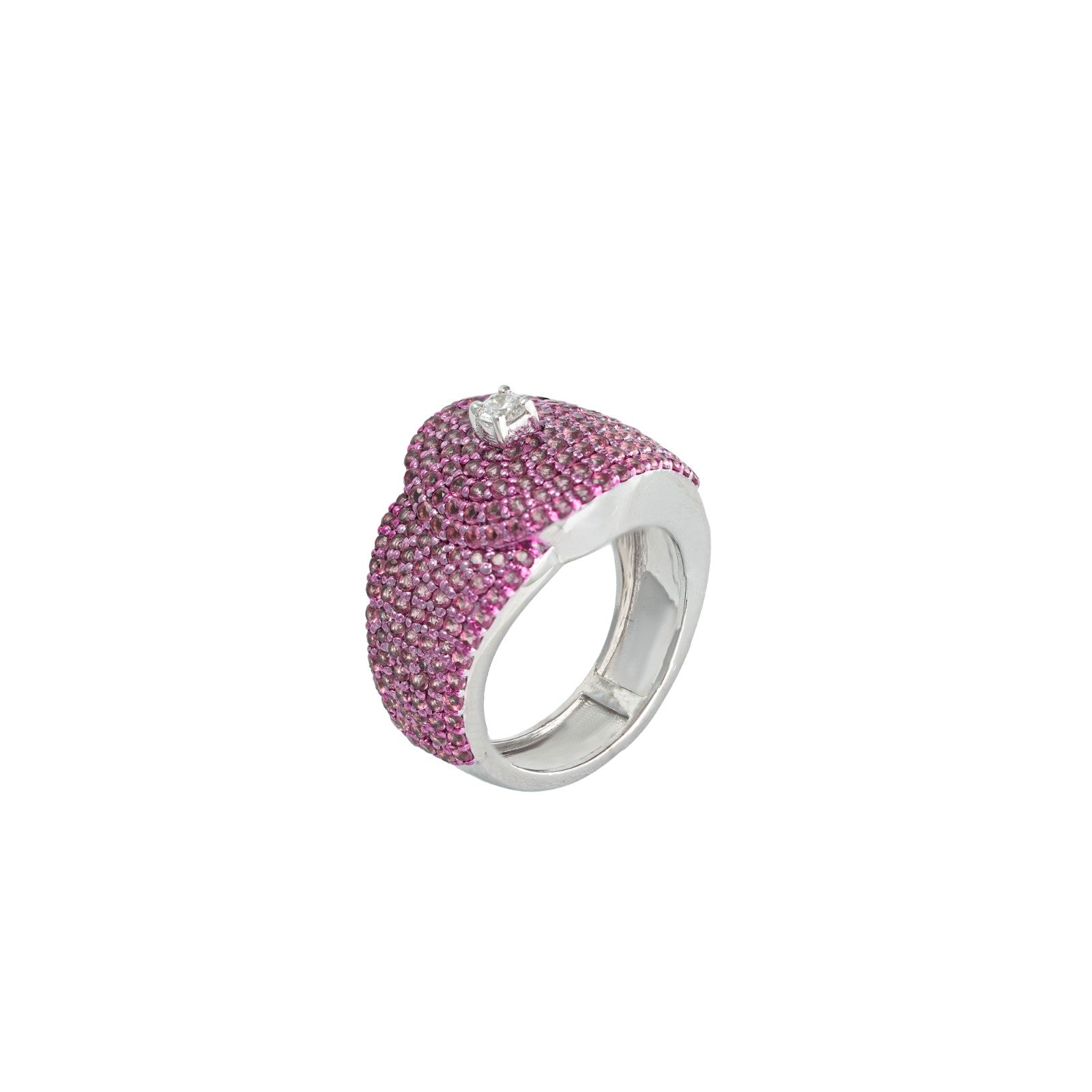 Magenta cluster Diamond Ring