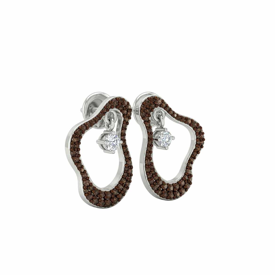 Brown Rose Diamond Drop Earrings