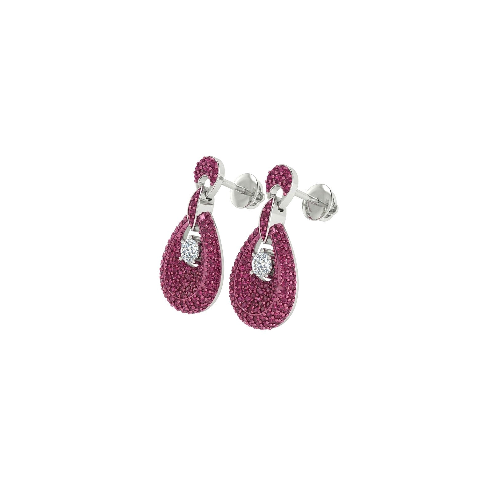Pink Sparkle Teadrop Drop Earrings