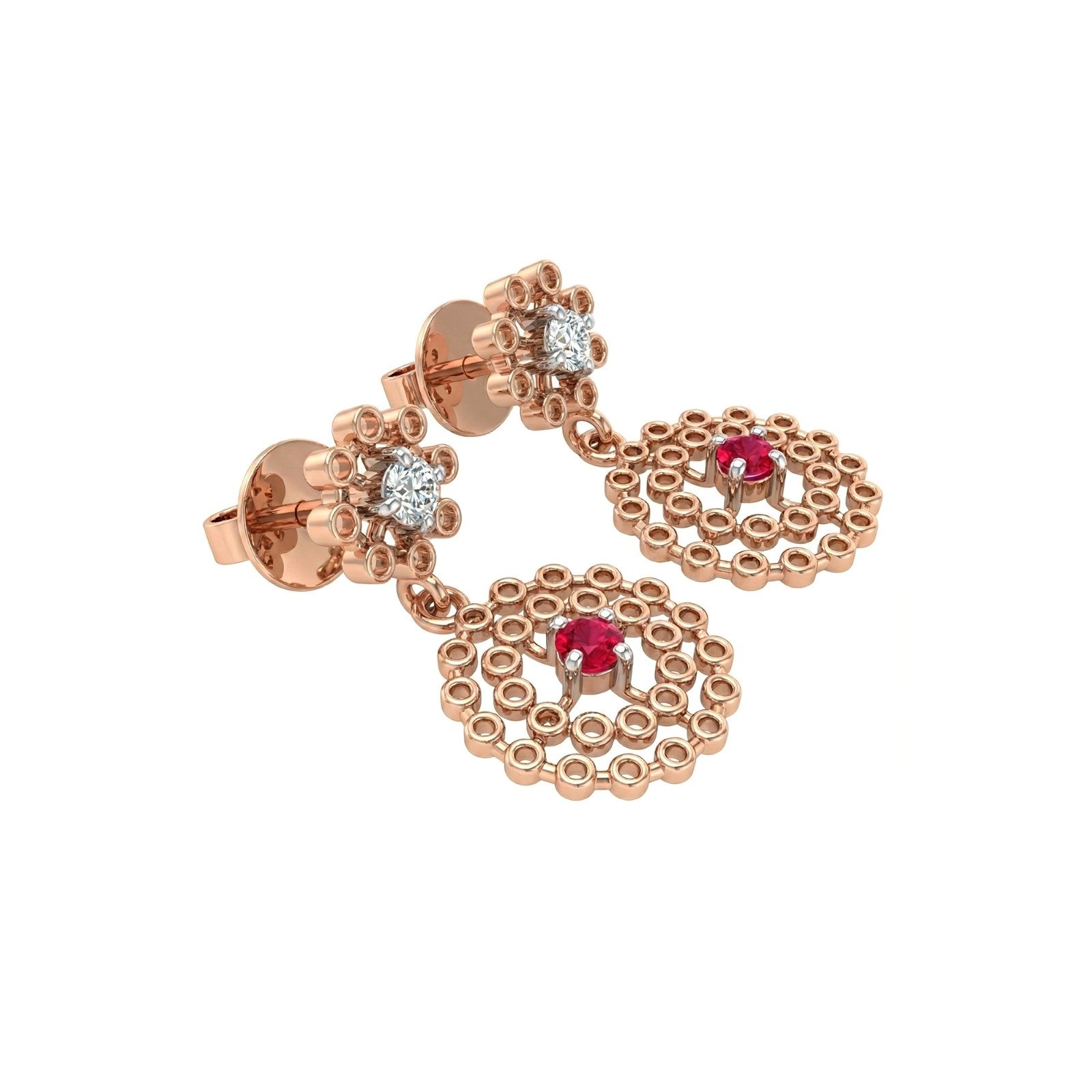Red Gem Medallion Earrings