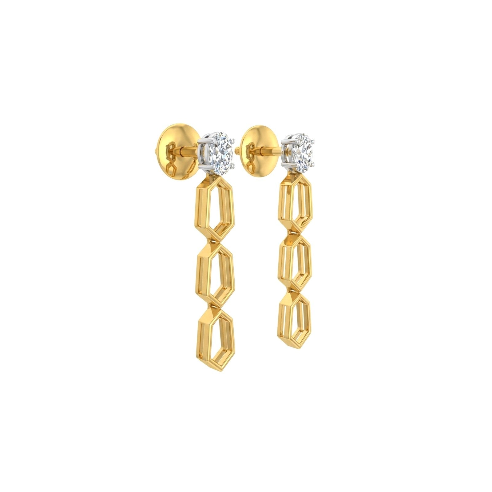 Hexagon Cascade Diamond Studs
