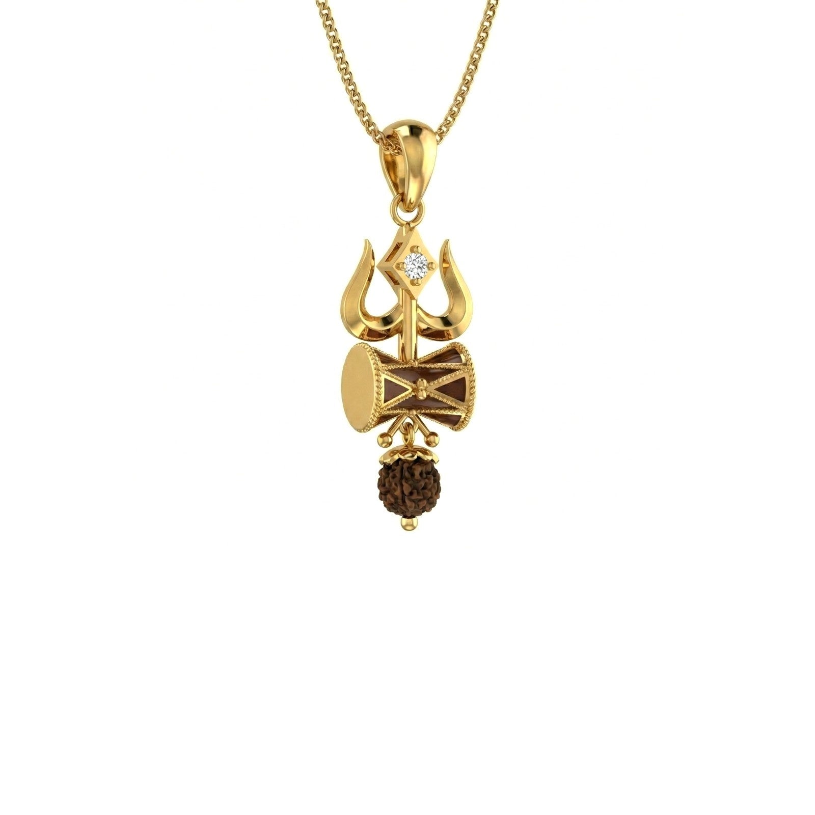 Rudraksha Trishul Diamond Pendant