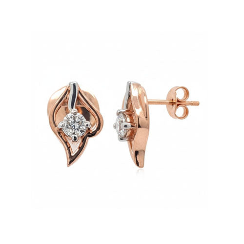 Seraph Leaf Studs – 18K Rose Gold Rhodium Plated