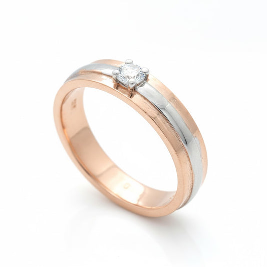 Lyra Axis Glow Ring – 18K Rose Gold Rhodium Plated