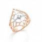 Lyara Radiant Crest Ring – 18K Rose Gold Rhodium Plated
