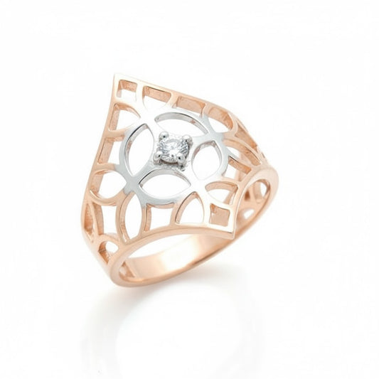 Lyara Radiant Crest Ring – 18K Rose Gold Rhodium Plated