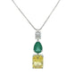 Verin Axis Diamond Pendant with Chain with Dual Stones - 18K White Gold Rhodium Plated