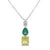 Verin Axis Diamond Pendant with Chain with Dual Stones - 18K White Gold Rhodium Plated