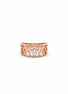 18K Rose Gold Open Petal Band with Lab-Grown Diamond in Rhodium Finish