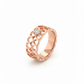18K Rose Gold Open Petal Band with Lab-Grown Diamond in Rhodium Finish