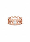 Geometric Grace 18K Rose Gold Rhodium Plated Statement Ring with Lab-Grown Solitaire