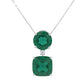 Luxe Emerald Twin Diamond Pendant with Chain - 18K White Gold Rhodium Plated