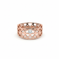 18K Rose Gold Modern Tri-Pattern Wide Ring with Lab-Created Diamond