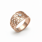 18K Rose Gold Modern Tri-Pattern Wide Ring with Lab-Created Diamond