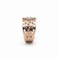 18K Rose Gold Modern Tri-Pattern Wide Ring with Lab-Created Diamond