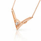 Viora Crescent V-Frame Diamond Pendant with Chain - 18K Rose Gold Rhodium Plated