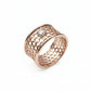 Modern Hive 18K Rose Gold Designer Ring with Lab-Grown Solitaire