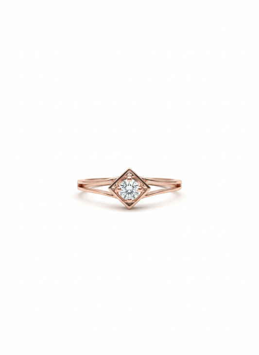18K Rose Gold Rhodium Minimal Geometric Ring featuring Lab-Grown Brilliant Diamond