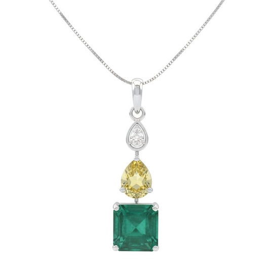 Crafted in Color with Diamond Pendant with Chain -18K White Gold Rhodium Plated