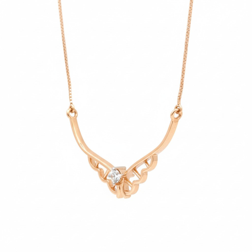 Elaris Wing Symphony Pendant with Chain - 18K Rose Gold Rhodium Plated