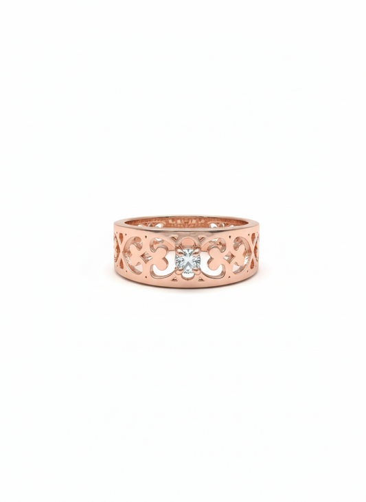 18K Rose Gold Rhodium-Plated Antique Style Ring with Lab-Grown Solitaire