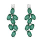 Leaffall Diamond Earrings in 18K White Gold Rhodium Finish with Emerald