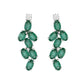 Leaffall Diamond Earrings in 18K White Gold Rhodium Finish with Emerald