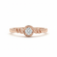 Artistic Swirl Solitaire Diamond Ring: 18k rose gold rhodium plated
