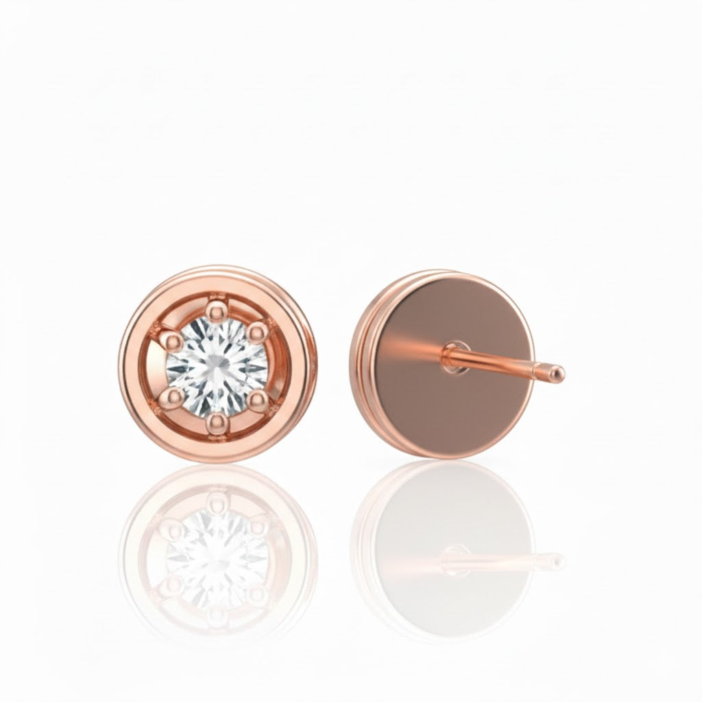 Nuvia Glow Crest Earrings – 18K Rose Gold Rhodium Plated