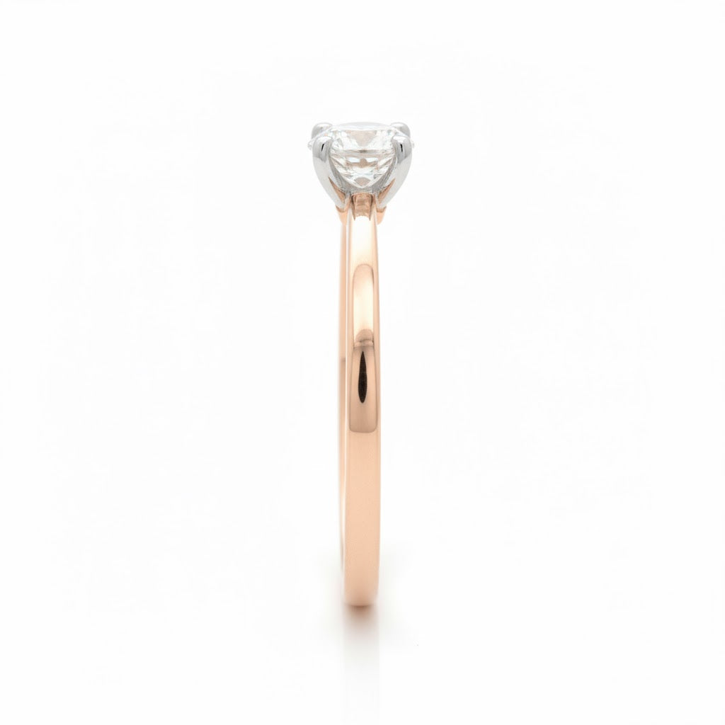 Lyra Solace Solitaire Ring – 18K Rose Gold Rhodium Plated