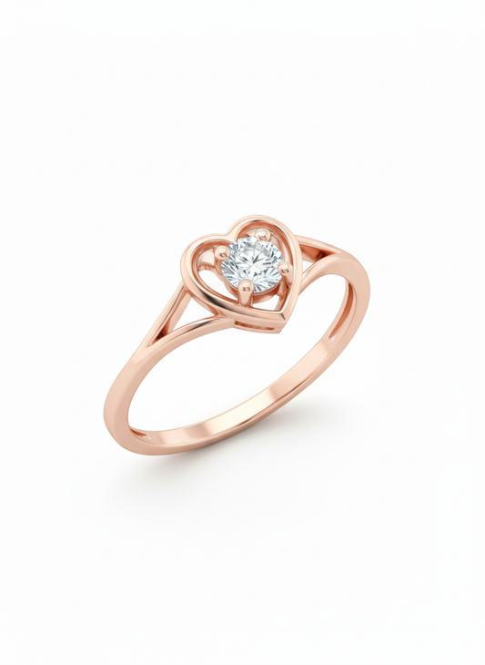 Eternal Heart Filigree Lab-Grown Diamond Ring in 18k Rose Gold Rhodium Plated