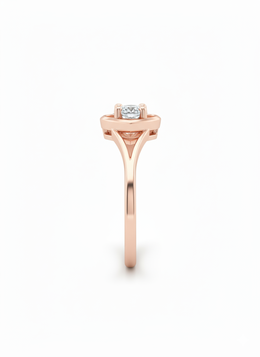 Eternal Heart Filigree Lab-Grown Diamond Ring in 18k Rose Gold Rhodium Plated