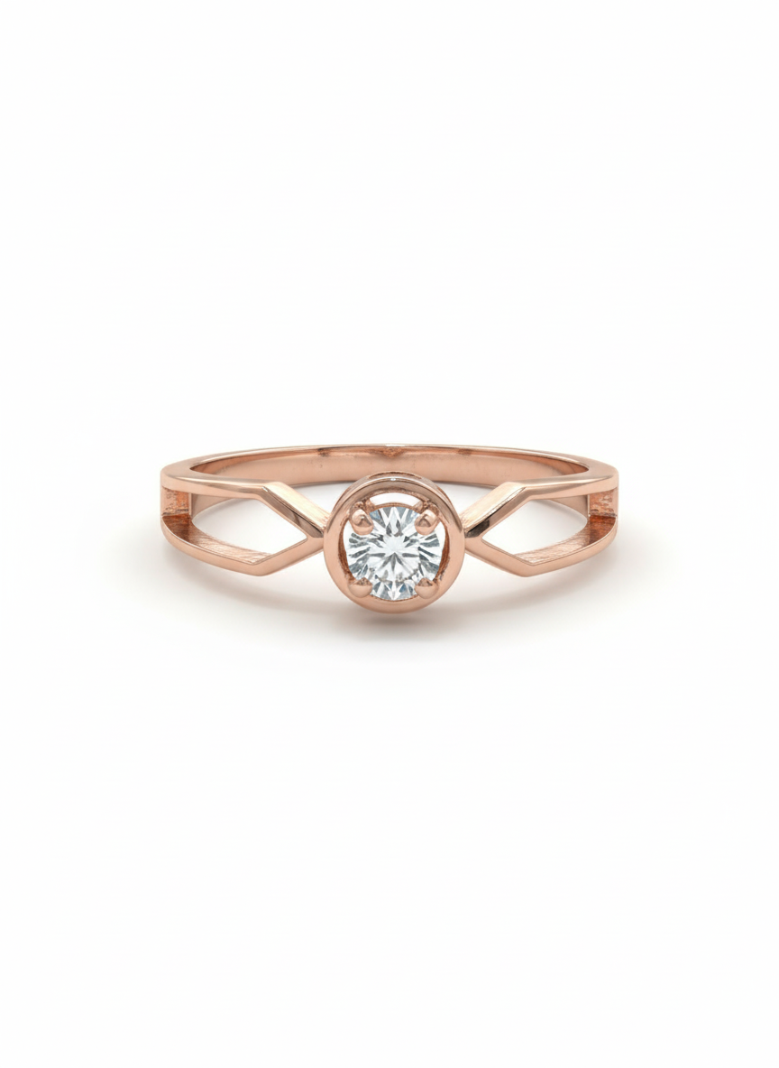Luminous Embrace Lab-Grown Diamond Ring- 18K Rose Gold Rhodium-Plated