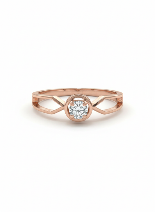 Luminous Embrace Lab-Grown Diamond Ring- 18K Rose Gold Rhodium-Plated