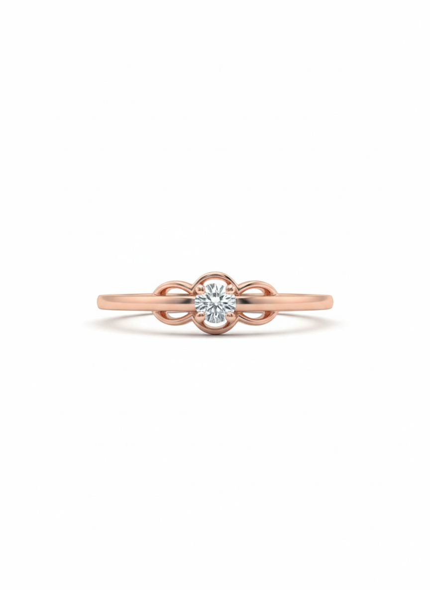 18K Rose Gold Rhodium-Plated Floral Knot Lab-Grown Diamond Ring