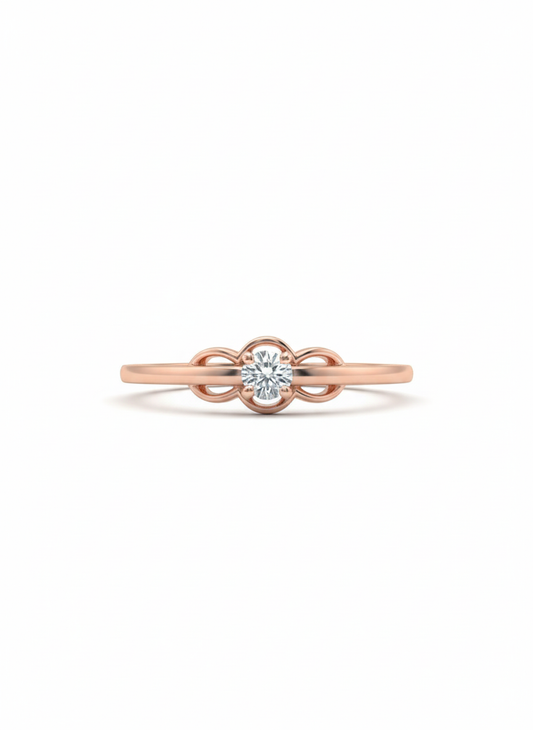 18K Rose Gold Rhodium-Plated Floral Knot Lab-Grown Diamond Ring