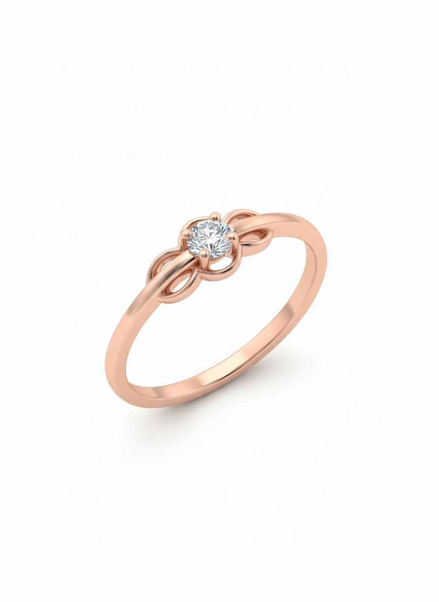 18K Rose Gold Rhodium-Plated Floral Knot Lab-Grown Diamond Ring