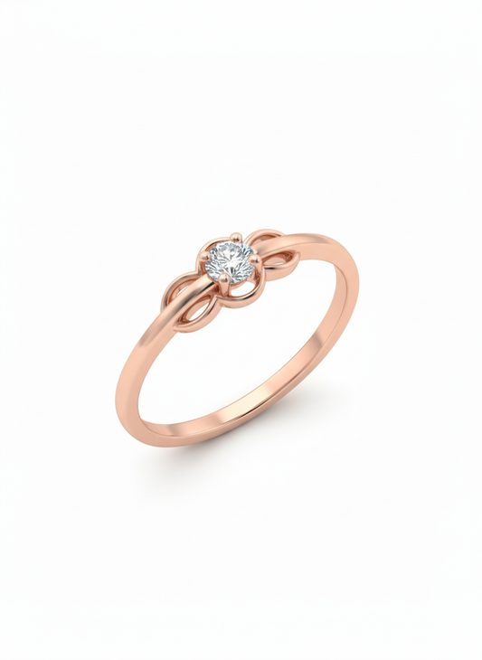 18K Rose Gold Rhodium-Plated Floral Knot Lab-Grown Diamond Ring