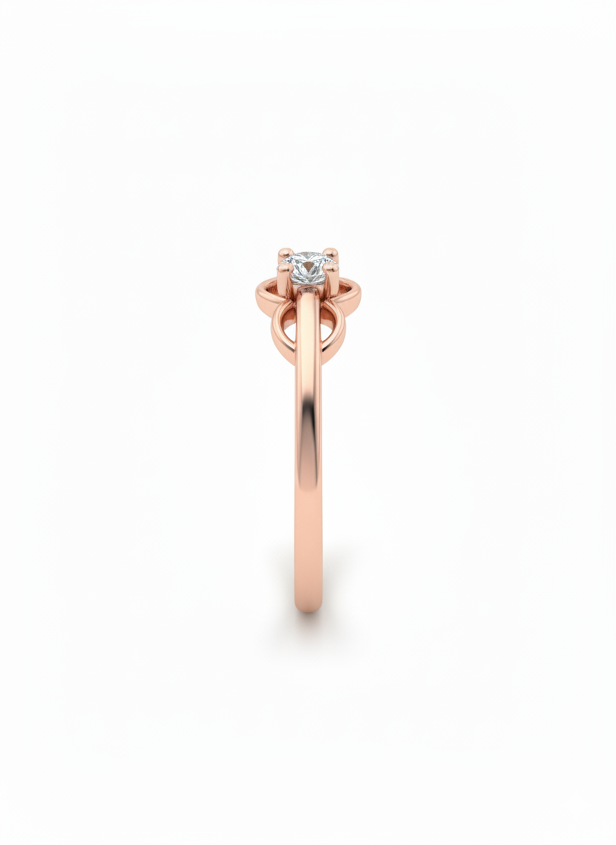 18K Rose Gold Rhodium-Plated Floral Knot Lab-Grown Diamond Ring