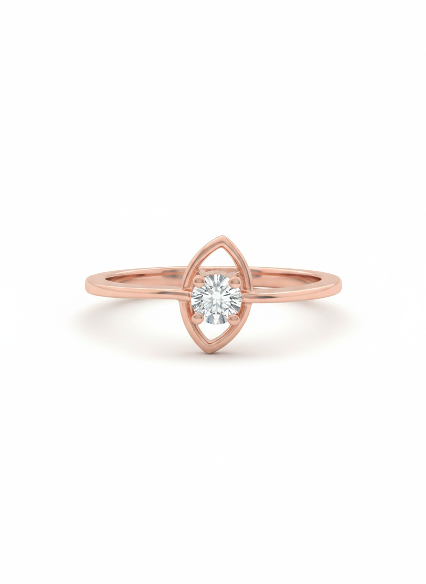 Radiant Halo Frame 18k Rose Gold Rhodium Plated Lab-Grown Diamond Ring